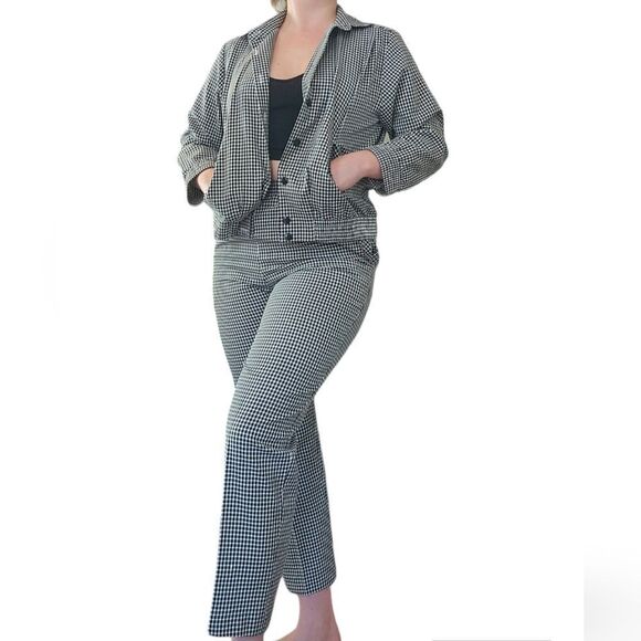 Vintage Alfred Dunner '80s Gingham Black & White Two Piece Matching Suit Set 6P - Picture 2 of 16